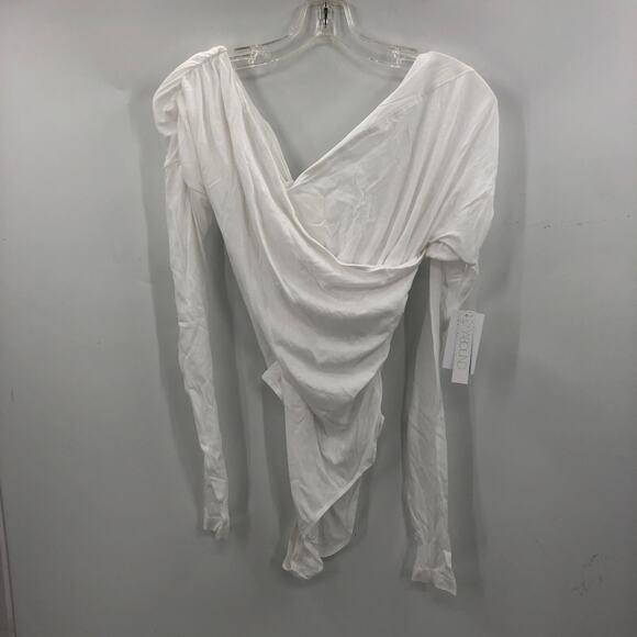Abound Womens Off The Shoulder Wrap Bodysuits  Long Sleeve White Size Small NWT - Picture 5 of 9